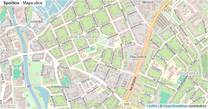 Spořilov - mapa ulice