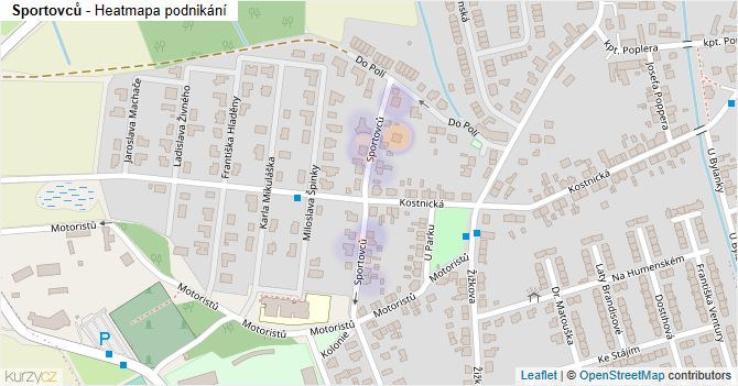 Sportovců - mapa podnikání