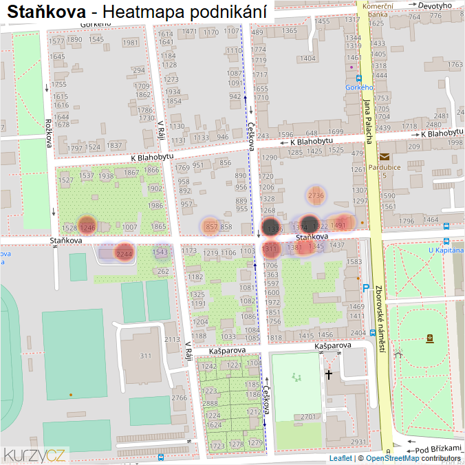 Mapa Staňkova - Firmy v ulici.