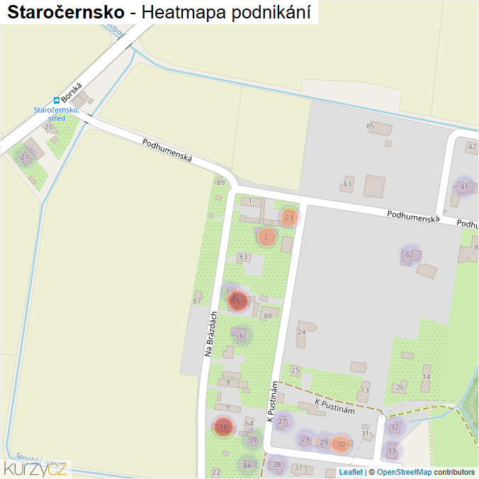 Mapa Staročernsko - Firmy v části obce.