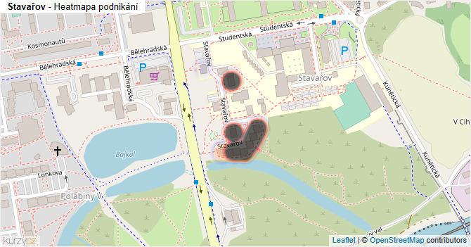 Stavařov - mapa podnikání