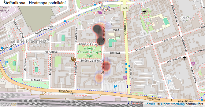 Štefánikova - mapa podnikání
