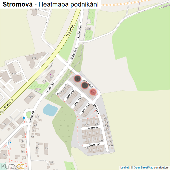 Mapa Stromová - Firmy v ulici.
