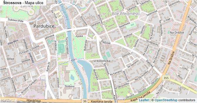 Štrossova - mapa ulice