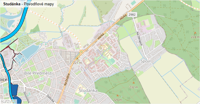Studánka - záplavové mapy stoleté vody
