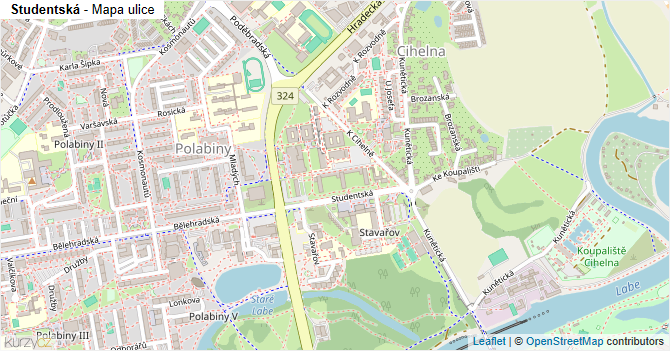 Studentská - mapa ulice