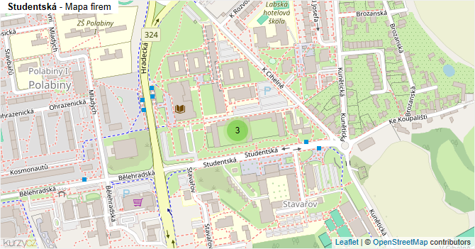 Studentská - mapa firem