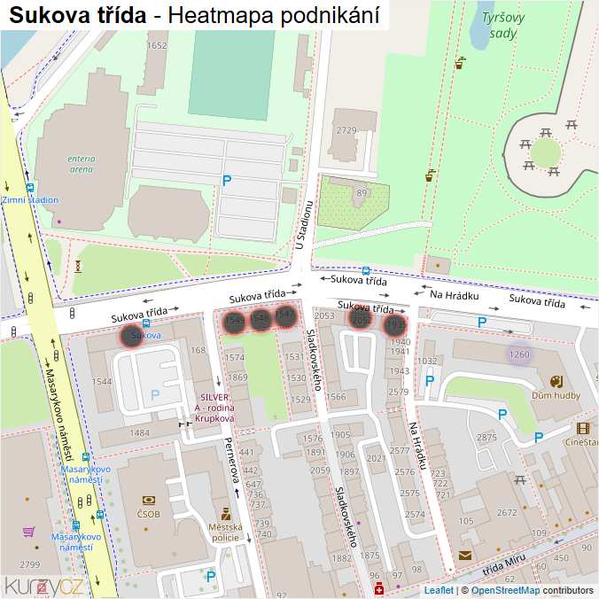 Mapa Sukova třída - Firmy v ulici.