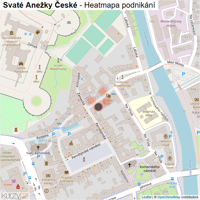 Mapa Svaté Anežky České - Firmy v ulici.