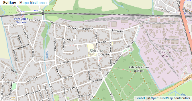 Svítkov - mapa části obce