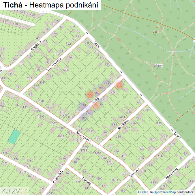 Mapa Tichá - Firmy v ulici.