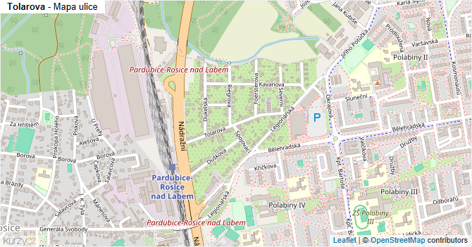 Tolarova - mapa ulice
