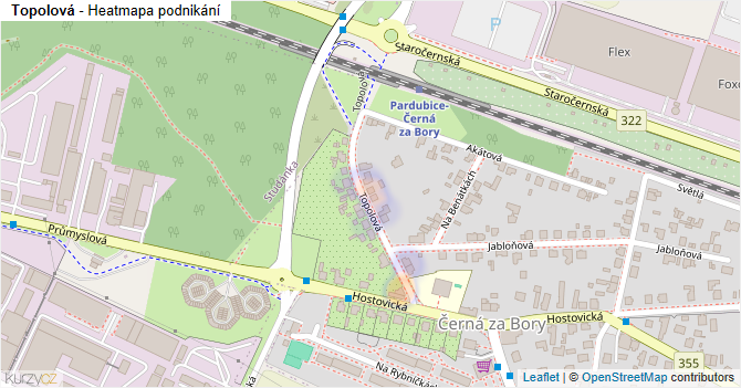 Topolová - mapa podnikání