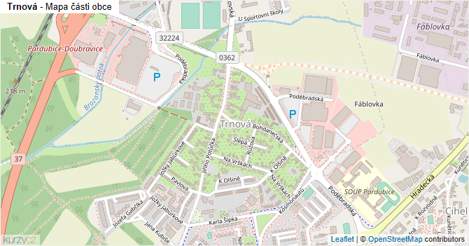 Trnová - mapa části obce