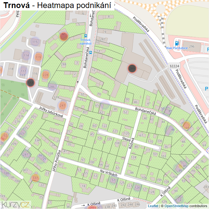 Mapa Trnová - Firmy v části obce.