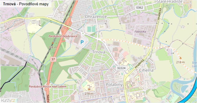 Trnová - záplavové mapy stoleté vody