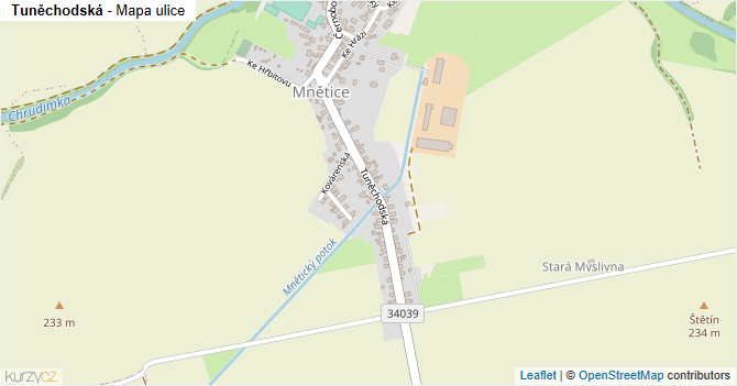 Tuněchodská - mapa ulice