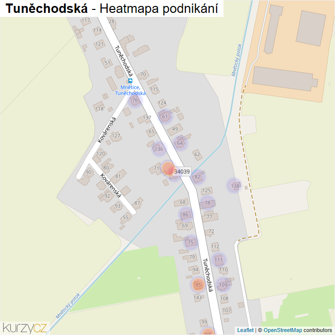 Mapa Tuněchodská - Firmy v ulici.