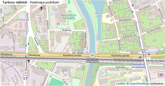 Tyršovo nábřeží - mapa podnikání