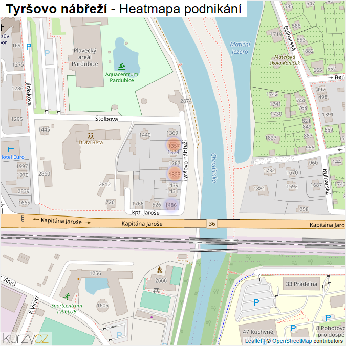 Mapa Tyršovo nábřeží - Firmy v ulici.