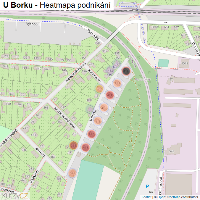 Mapa U Borku - Firmy v ulici.