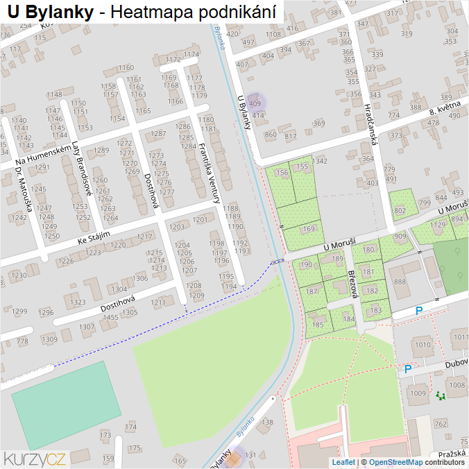 Mapa U Bylanky - Firmy v ulici.
