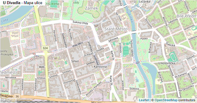 U Divadla - mapa ulice