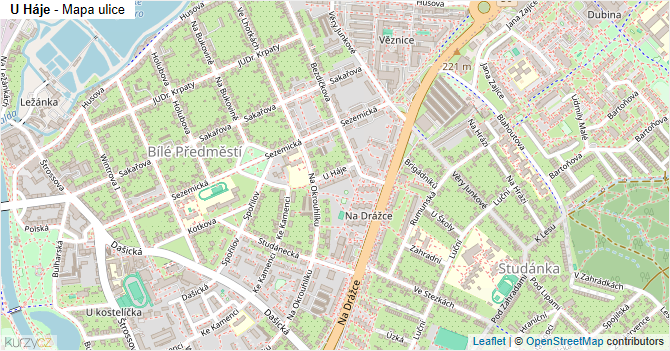 U Háje - mapa ulice