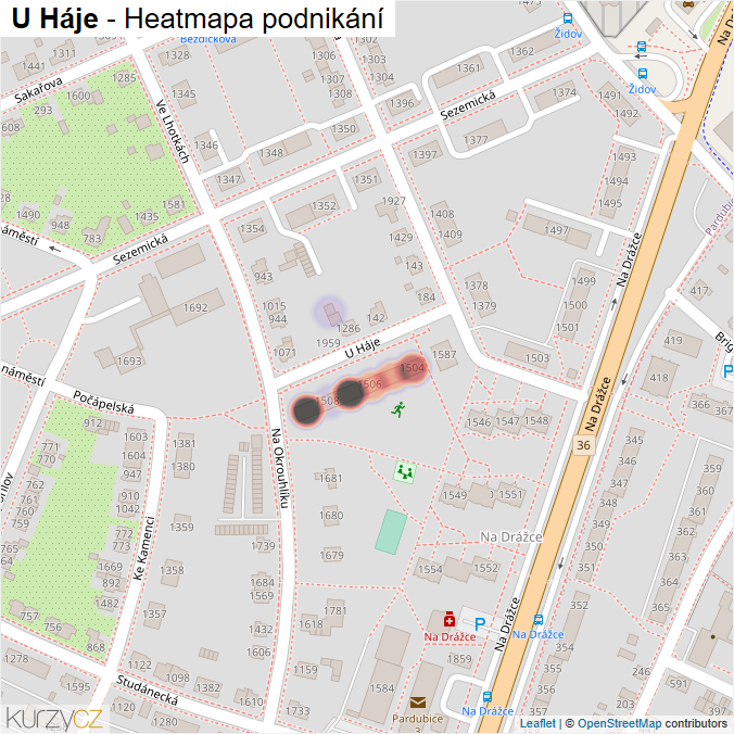 Mapa U Háje - Firmy v ulici.