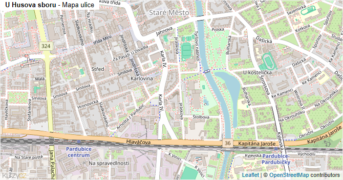 U Husova sboru - mapa ulice
