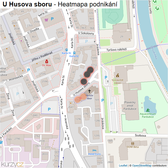 Mapa U Husova sboru - Firmy v ulici.