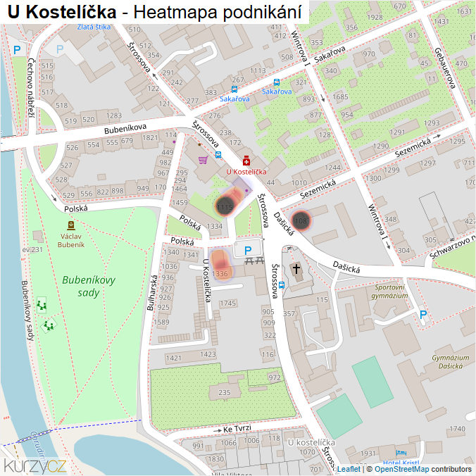 Mapa U Kostelíčka - Firmy v ulici.