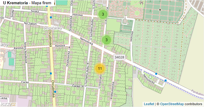 U Krematoria - mapa firem