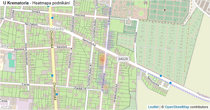U Krematoria - mapa podnikání