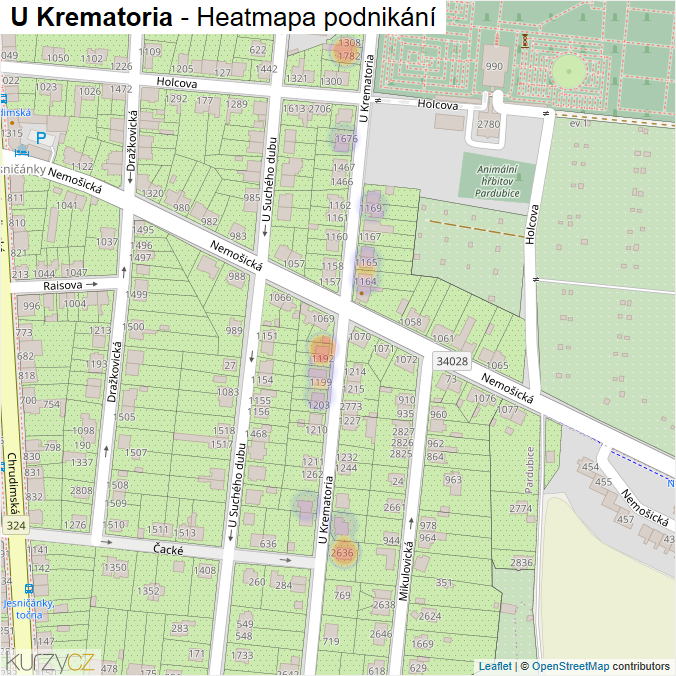 Mapa U Krematoria - Firmy v ulici.