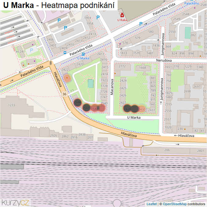 Mapa U Marka - Firmy v ulici.
