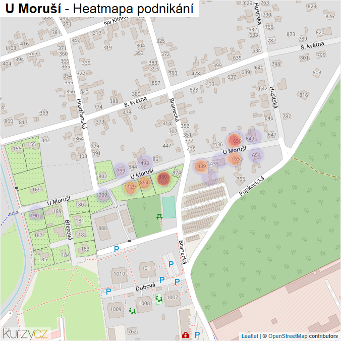 Mapa U Moruší - Firmy v ulici.