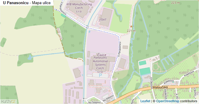 U Panasonicu - mapa ulice