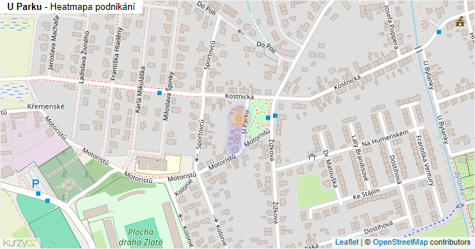 U Parku - mapa podnikání