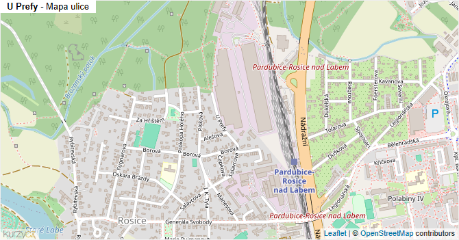 U Prefy - mapa ulice