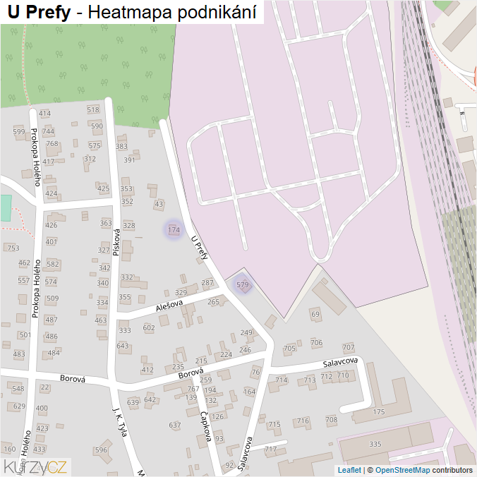 Mapa U Prefy - Firmy v ulici.