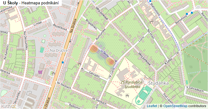 U Školy - mapa podnikání