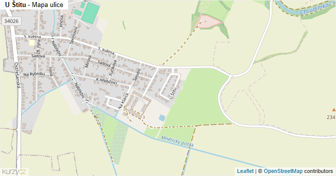 U Štítu - mapa ulice
