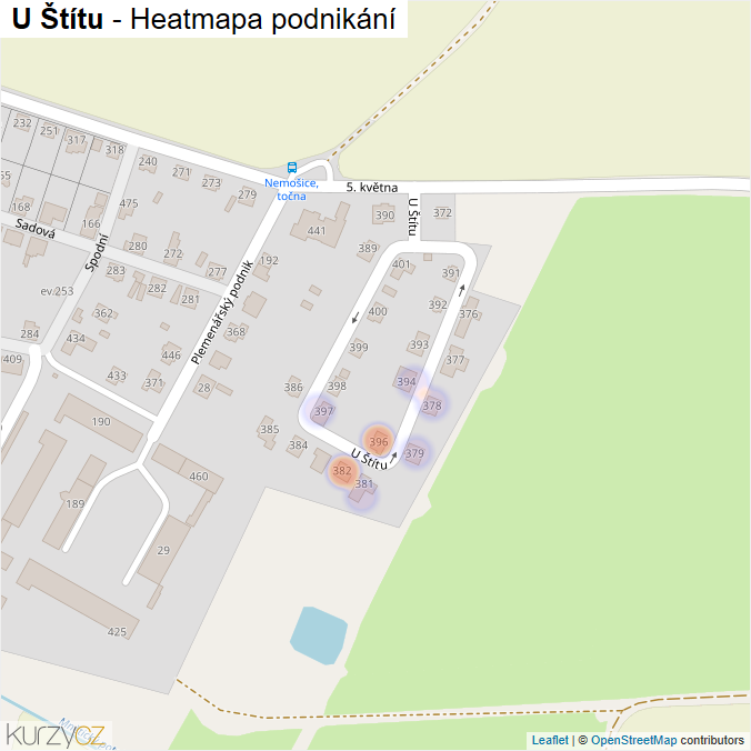 Mapa U Štítu - Firmy v ulici.