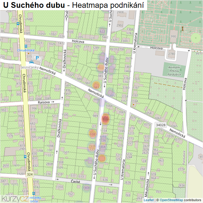 Mapa U Suchého dubu - Firmy v ulici.