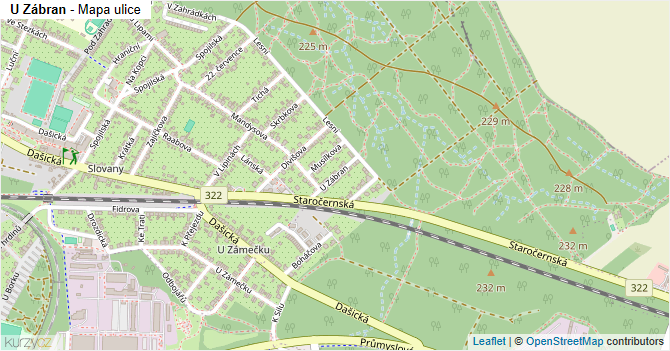 U Zábran - mapa ulice