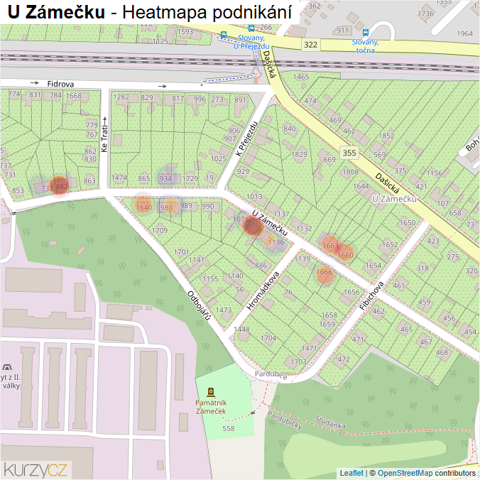 Mapa U Zámečku - Firmy v ulici.