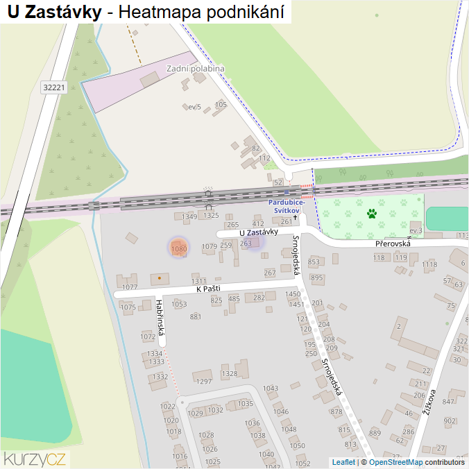Mapa U Zastávky - Firmy v ulici.
