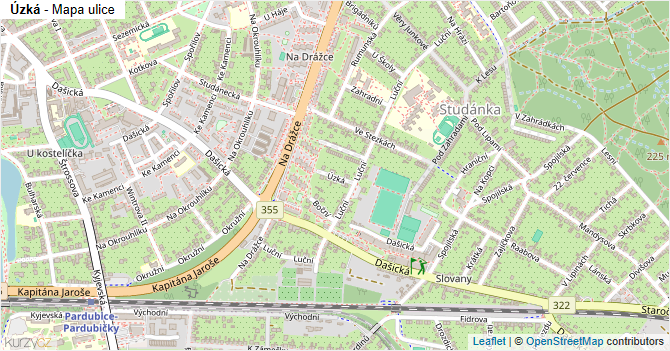 Úzká - mapa ulice