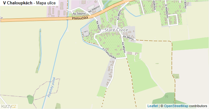 V Chaloupkách - mapa ulice